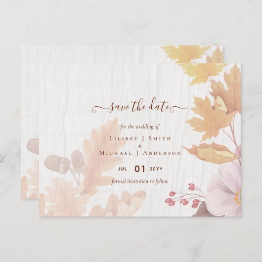 Carte Postale BUDGET Mariage Feuilles d'Automne Terre Cuite Tout (Devant / Derrière)