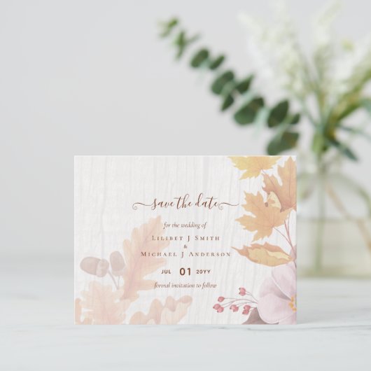 Carte Postale BUDGET Mariage Feuilles d'Automne Terre Cuite Tout (Debout devant)