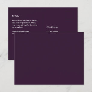 Carte Postale BUDGET Mariage PLUM PURPLE Monochrome Simple