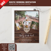 Carte Postale Budget Mariage rustique invite Collage photo moder