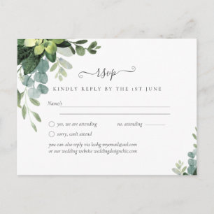 Carte Postale BUDGET Mariage Vert feuillu d'Eucalyptus