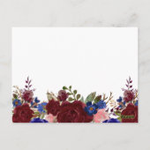 Carte Postale BUDGET Marsala bleu rose Faire-part de mariage flo (Dos)