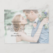 Carte Postale Budget Minimal Script Photo de mariage Merci (Dos)
