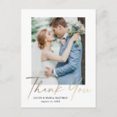 Carte Postale Budget Minimal Script Photo de mariage Merci (Devant)