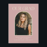 Carte Postale Budget Moderne Photo Blush Pink Arch Graduation<br><div class="desc">Budget Élégant moderne Blush Pink Arch Graduation Faire-part Postcard</div>