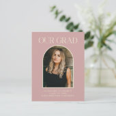 Carte Postale Budget Moderne Photo Blush Pink Arch Graduation (Debout devant)