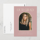 Carte Postale Budget Moderne Photo Blush Pink Arch Graduation (Devant / Derrière)