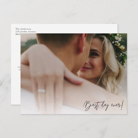 Carte Postale Budget Moderne Photo Mariage Merci budgétaire (Devant / Derrière)