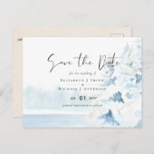 Carte Postale BUDGET Montagnes neigeuses Hiver Lac Trees (Devant / Derrière)