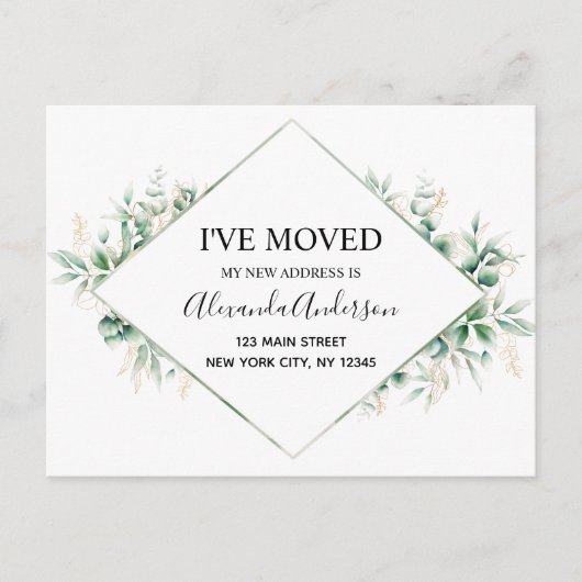 Carte Postale Budget Moving Announcement Eucalyptus Greenery (Devant)