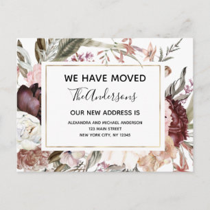 Carte Postale Budget Moving Faire-part Boho Mauve Floral