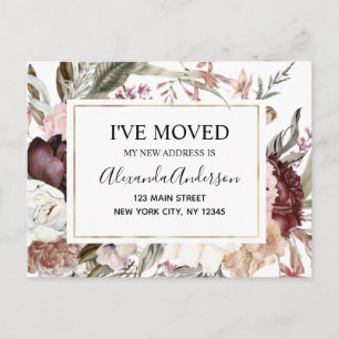 Carte Postale Budget Moving Faire-part Boho Mauve Floral Postc
