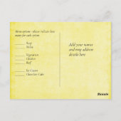 Carte Postale BUDGET Orange Yellow Script Mariage (Dos)