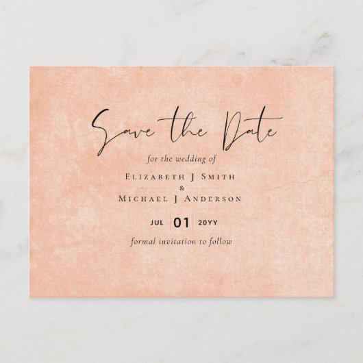 Carte Postale BUDGET Orange Yellow Script Mariage (Devant)