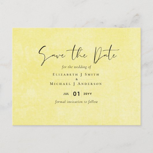 Carte Postale BUDGET Orange Yellow Script Mariage (Devant)