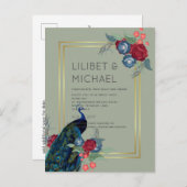 Carte Postale BUDGET Peacock Bleu Bourgogne Mariage de automne d (Devant / Derrière)