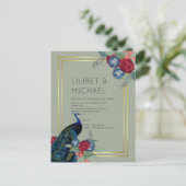 Carte Postale BUDGET Peacock Bleu Bourgogne Mariage de automne d (Debout devant)