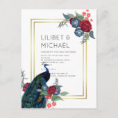 Carte Postale BUDGET Peacock Bleu Bourgogne Mariage de automne d (Devant)