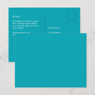 Carte Postale BUDGET Peacock Blue Turquoise Monochrome Mariage