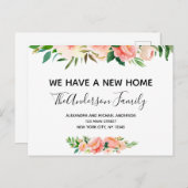 Carte Postale Budget Pêcher Corail Floral Moving Faire-part Post (Devant / Derrière)