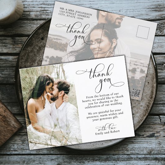 Carte Postale Budget Photo Calligraphie Script Mariage Merci