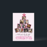 Carte Postale Budget Photo Joyeux Noël rose<br><div class="desc">Joli sapin de Noël rose et violet fait avec votre choix de photos personnelles faire de cette carte postale de vacances budget parfait pour vos amis et votre famille. "Joyeux Noël" script & typographie sophistiqué dans la coordination des couleurs des cadres photo. Jolie star de la parties scintillant rose festive...</div>
