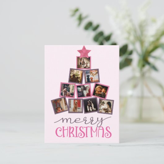 Carte Postale Budget Photo Joyeux Noël rose (Debout devant)