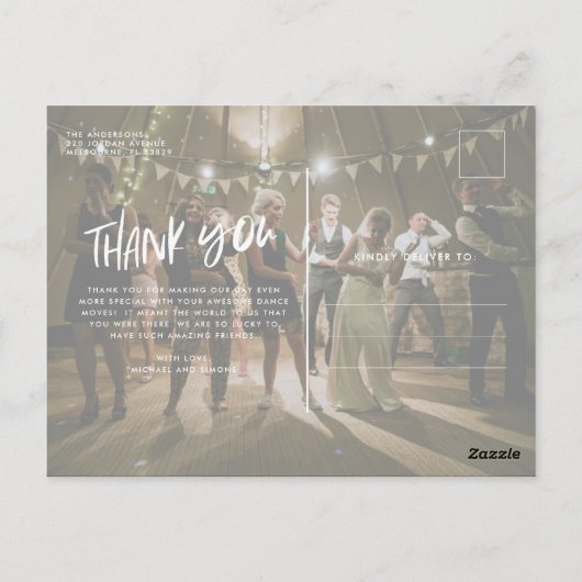 Carte Postale Budget Photo Moderne Merci Mariage (Dos)