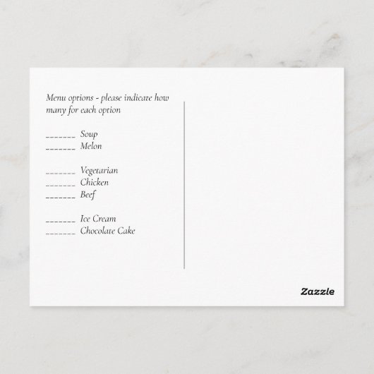 Carte Postale BUDGET Plum Cinnamon Mariage Automne Florales (Dos)