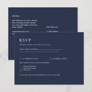 Carte Postale BUDGET RAVP Marine Blue Monochrome MARIAGE