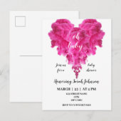 Carte Postale Budget rose coeur bébé invitation à la douche (Devant / Derrière)