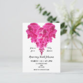Carte Postale Budget rose coeur bébé invitation à la douche (Debout devant)
