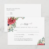 Carte Postale Budget Rouge Bleu Bleu Floral Mariage RSVP (Devant / Derrière)