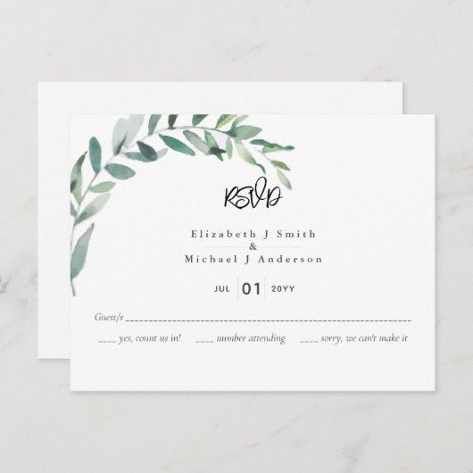 Carte postale budget RSVP Feuille classique en oli (Devant / Derrière)