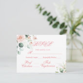 Carte Postale Budget RSVP mariage Floral élégant Script rose (Debout devant)