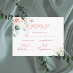 Carte Postale Budget RSVP mariage Floral élégant Script rose<br><div class="desc">Elégante carte postale à budget RSVP couleur rose avec eucalyptus doux et un très beau script et une simple typographie. Un mariage aussi simple mais chic RSVP. Juste ce que vous cherchez. Une belle carte de rappel dans une carte postale à budget. Customiser au besoin. Pour customiser, cliquez sur le...</div>