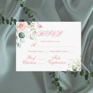 Carte Postale Budget RSVP mariage Floral élégant Script rose