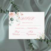 Carte Postale Budget RSVP mariage Floral élégant Script rose