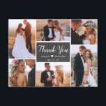 Carte Postale Budget Rustic Photo Collage Mariage Merci<br><div class="desc">Budget Rustic Chalkboard main Lettré Script Mariage Multi Photo Collage Merci PostCard. Un mariage élégant vous remercie modèle avec six (6) photos sur le devant et une (1) photo sur le dos. Avec le texte "merci" dans une tourbillonnant police de script de calligraphie en blanc sur le tableau noir ou...</div>