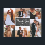 Carte Postale Budget Rustic Photo Collage Mariage Merci<br><div class="desc">Budget Rustic Chalkboard main Lettré Script Mariage Multi Photo Collage Merci PostCard. Un mariage élégant vous remercie modèle avec six (6) photos sur le devant et une (1) photo sur le dos. Avec le texte "merci" dans une tourbillonnant police de script de calligraphie en blanc sur le tableau noir ou...</div>