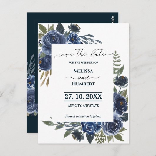 Carte Postale Budget Rustique Bleu Vert Eucalyptus Enregistrer L (Devant / Derrière)