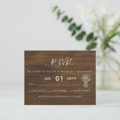 Carte Postale Budget Rustique Gypsophila Mason Jar Wedding RSVP (Debout devant)