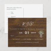 Carte Postale Budget Rustique Gypsophila Mason Jar Wedding RSVP (Devant / Derrière)