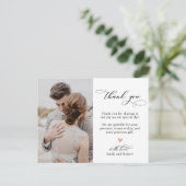 Carte Postale Budget Script Calligraphie Mariage photo Merci (Debout devant)