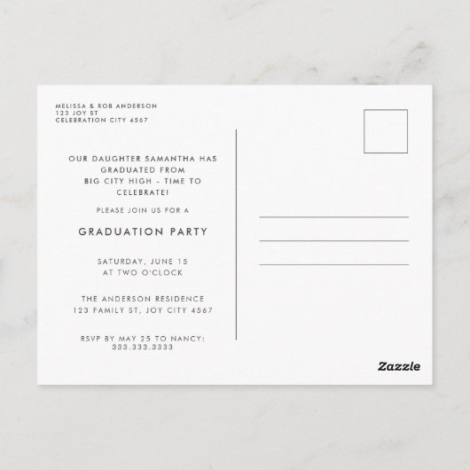 Carte Postale Budget - Script manuscrit Photo 2022 Graduation (Dos)