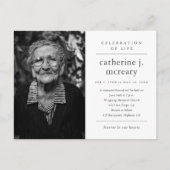 Carte Postale Budget Simple Photo Memorial Funeral Invitation (Devant)
