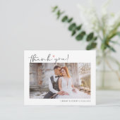 Carte Postale Budget Simple Script Mariage Photo Merci (Debout devant)