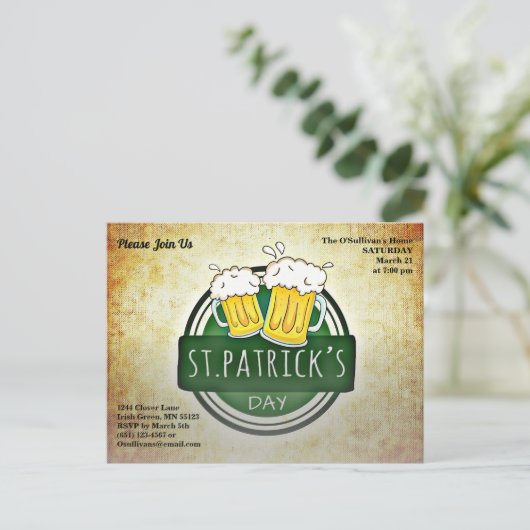 Carte Postale Budget St Patrick's Day Party Irish Brew Paper (Debout devant)