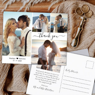 Carte Postale Budget Style 4 Photo Collage Mariage Merci