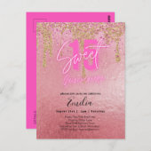 Carte Postale Budget Sweet 15 Pink Parties scintillant Foil Quin (Devant / Derrière)